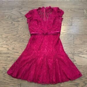 THEIA Raspberry Pink Lace Cocktail Dress Size 12